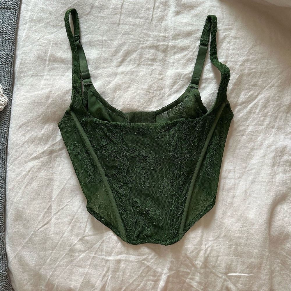 Urban Outfitters Green Lace Corset Top